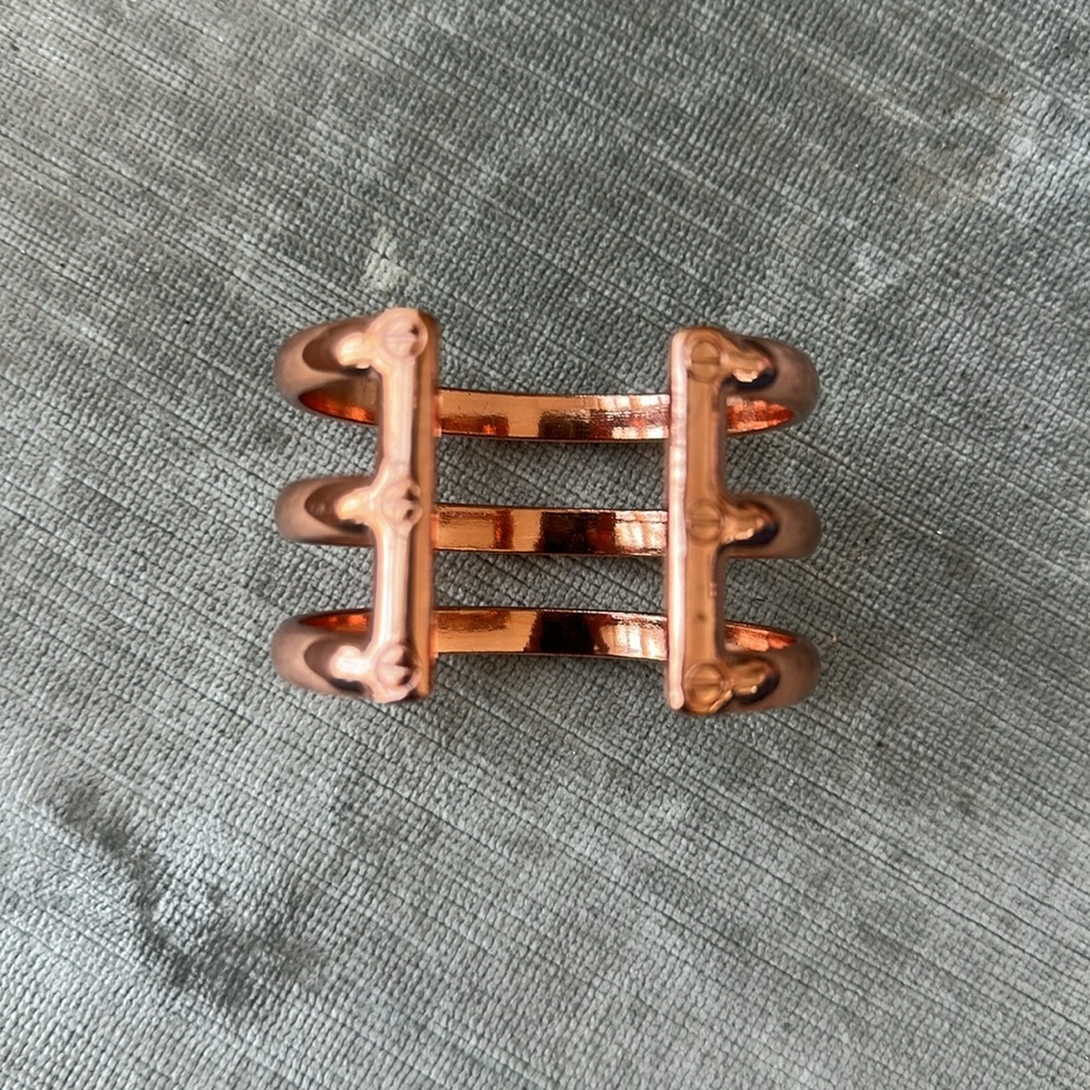 Rose Gold Colored Triple Cuff with Screwheads on edges. 7.25” circumference - Picture 3 of 8